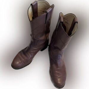 Justin Boots Muave purple Leather Roper Boots Style L3068 Size 5.5B made USA